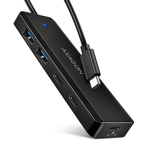AXAGON HUE-C2C, 4× USB 5Gbps TRAVEL hub, 2× USB-A + 2× USB-C, USB-C napájení, kabel USB-C 19cm AXAGON HUE-C2C, 4× USB 5Gbps TRAVEL hub, 2× USB-A + 2× USB-C, USB-C napájení, kabel USB-C 19cm