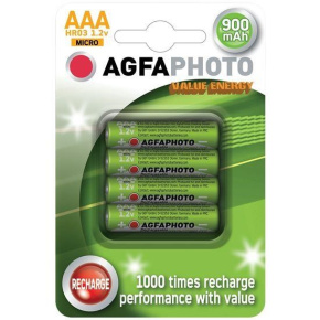 AgfaPhoto nabíjecí NiMH baterie AAA, 900mAh, blistr 4ks