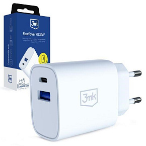 3mk FlowPower 30W 1A1C PD 3,0 QC4+ White 3mk FlowPower 30W 1A1C PD 3,0 QC4+ White