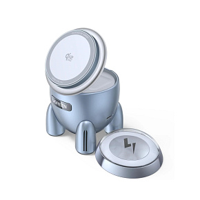 UGREEN magnetická bezdrátová nabíječka 2v1 MagFlow Qi2.2, 25W, MagSafe, raketa, stříbrná UGREEN magnetická bezdrátová nabíječka 2v1 MagFlow Qi2.2, 25W, MagSafe, raketa, stříbrná