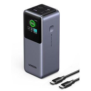 UGREEN powerbanka s rychlým nabíjením 20000mAh 3-port s displejem, Li-ion, 130W, 2x USB-C, 1x USB-A, stříbrná UGREEN powerbanka s rychlým nabíjením 20000mAh 3-port s displejem, Li-ion, 130W, 2x USB-C, 1x USB-A, stříbrná
