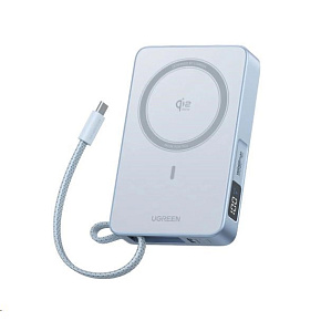 UGREEN magnetická powerbanka MagFlow 10000mAh s diplejem, Li-ion, 30W, MagSafe, 2x USB-C, stříbrná UGREEN magnetická powerbanka MagFlow 10000mAh s diplejem, Li-ion, 30W, MagSafe, 2x USB-C, stříbrná