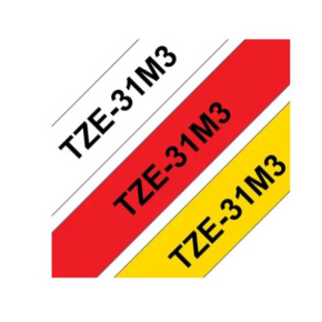 BROTHER Originální kazety s páskou Brother TZe-31M3 - černá na červené, bílé a žluté, šířka 12 mm