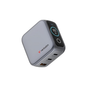 VERBATIM Mini GaN Nabíječka s displejem 65W, 2xUSB-C, 1xUSB-A, šedá VERBATIM Mini GaN Nabíječka s displejem 65W, 2xUSB-C, 1xUSB-A, šedá