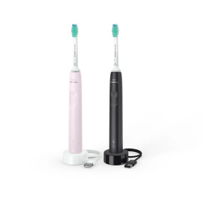 Philips HX3675/15 Sonicare elektrický zubní kartáček, sonický, časovač, tlakový senzor, 2 kusy, růžová a černá