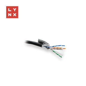 LYNX FTP kabel Cat6, PE (Fca), celoměděný, venkovní, černý, cívka 305m LYNX FTP kabel Cat6, PE (Fca), celoměděný, venkovní, černý, cívka 305m