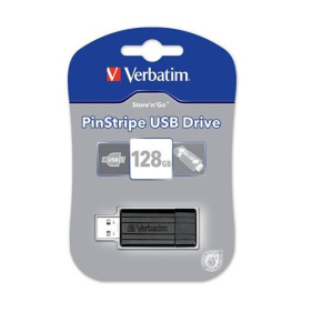 VERBATIM USB Flash Disk Store 'n' Go PinStripe 128GB - Black VERBATIM USB Flash Disk Store 'n' Go PinStripe 128GB - Black