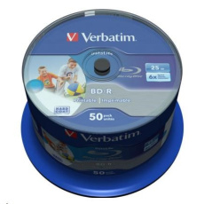 VERBATIM BD-R SL Datalife (50-pack)Blu-Ray/Spindle/6x/25GB WHITE BLUE SURFACE