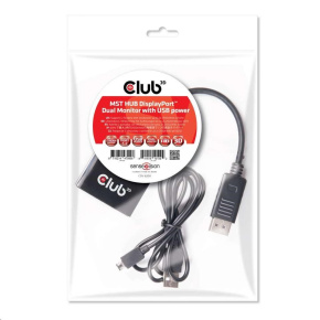 Club3D Video hub MST (Multi Stream Transport) DisplayPort na 2x DisplayPort, USB napájení Club3D Video hub MST (Multi Stream Transport) DisplayPort na 2x DisplayPort, USB napájení