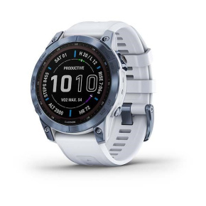 Garmin fenix 7 Sapphire Solar,Titan Blue/ White Silicone Band, EU Garmin fenix 7 Sapphire Solar,Titan Blue/ White Silicone Band, EU