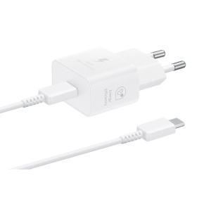 Samsung síťová nabíječka EP-T2510XWE + kabel USB-C, 25W, bílá Samsung síťová nabíječka EP-T2510XWE + kabel USB-C, 25W, bílá