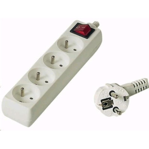 PREMIUMCORD Prodlužovací přívod 230V 5m, 4 zásuvky + vypínač, bílá PREMIUMCORD Prodlužovací přívod 230V 5m, 4 zásuvky + vypínač, bílá