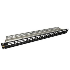 Solarix Modulární neosazený patch panel 24 portů 1U SX24M-0-STP-BK-UNI-N Solarix Modulární neosazený patch panel 24 portů 1U SX24M-0-STP-BK-UNI-N