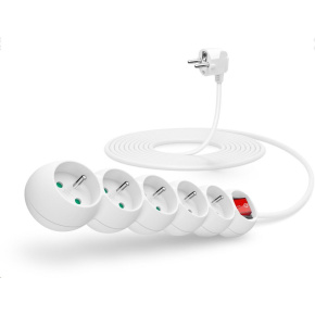CONNECT IT prodlužovací kabel 230 V, 5 zásuvek, 5 m, s vypínačem (bílý) CONNECT IT prodlužovací kabel 230 V, 5 zásuvek, 5 m, s vypínačem (bílý)