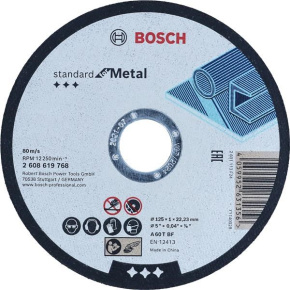 BOSCH rovný řezací kotouč Standard for Metal, A 60 T BF, 125 mm, 22,23 mm, 1 mm BOSCH rovný řezací kotouč Standard for Metal, A 60 T BF, 125 mm, 22,23 mm, 1 mm
