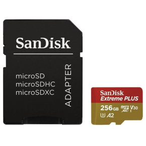 SanDisk micro SDXC karta 256GB Extreme PLUS (200 MB/s Class 10, UHS-I U3 V30) + adaptér SanDisk micro SDXC karta 256GB Extreme PLUS (200 MB/s Class 10, UHS-I U3 V30) + adaptér
