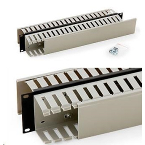 TRITON 19" vyvazovací panel 2U oboustranná plastová lišta, šedá-černá TRITON 19" vyvazovací panel 2U oboustranná plastová lišta, šedá-černá