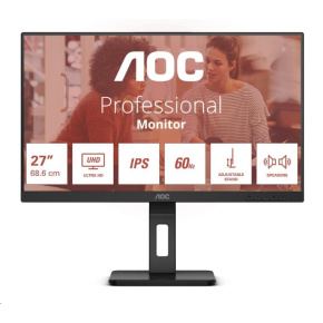 AOC MT IPS LCD WLED 27" U27E3UF - IPS panel, 3840x2160, 2xHDMI, DP, USB 3.2, repro, pivot AOC MT IPS LCD WLED 27" U27E3UF - IPS panel, 3840x2160, 2xHDMI, DP, USB 3.2, repro, pivot
