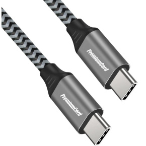 PREMIUMCORD Kabel USB-C M/M, 100W 20V/5A 480Mbps bavlněný oplet, 1,5m PREMIUMCORD Kabel USB-C M/M, 100W 20V/5A 480Mbps bavlněný oplet, 1,5m