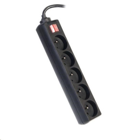 PREMIUMCORD Prodlužovací přívod 230V 5m 5 zásuvek + vypínač, černý PREMIUMCORD Prodlužovací přívod 230V 5m 5 zásuvek + vypínač, černý
