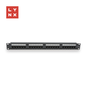 LYNX 19" patch panel 24-port, UTP Cat5e, 50µ, nestíněný, černý LYNX 19" patch panel 24-port, UTP Cat5e, 50µ, nestíněný, černý