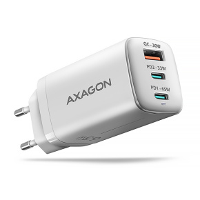 AXAGON ACU-DPQ65W, GaN nabíječka do sítě 65W, 3x port (USB-A + dual USB-C), PD3.0/QC4+/PPS/Apple, bílá AXAGON ACU-DPQ65W, GaN nabíječka do sítě 65W, 3x port (USB-A + dual USB-C), PD3.0/QC4+/PPS/Apple, bílá
