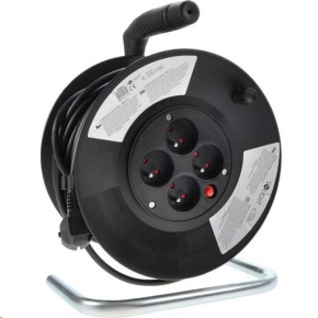 Solight prodlužovací přívod na bubnu, 4 zásuvky, 25m, černý kabel, 3x 1,5mm2 Solight prodlužovací přívod na bubnu, 4 zásuvky, 25m, černý kabel, 3x 1,5mm2