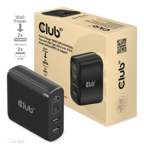 Club3D cestovní nabíječka 100W GAN technologie, 2xUSB-A a 2xUSB-C, PD 3.0 Support Club3D cestovní nabíječka 100W GAN technologie, 2xUSB-A a 2xUSB-C, PD 3.0 Support