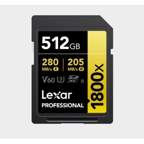 Lexar SDXC Pro 1800x U3 UHS-II R280/W210 (V60) 512GB