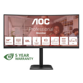 AOC MT 34" CU34E4CV - 3440x1440,VA,120Hz,HDR10,2xHDMI,DP,USBhub,USB-C,RJ45,repro,Zakřivený AOC MT 34" CU34E4CV - 3440x1440,VA,120Hz,HDR10,2xHDMI,DP,USBhub,USB-C,RJ45,repro,Zakřivený