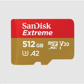 SanDisk micro SDXC karta 512GB Extreme (190 MB/s Class 10, UHS-I U3 V30) + adaptér SanDisk micro SDXC karta 512GB Extreme (190 MB/s Class 10, UHS-I U3 V30) + adaptér