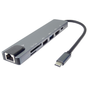 PremiumCord Adaptér USB-C na HDMI + USB3.0 + USB2.0 + PD + SD/TF + RJ45 PremiumCord Adaptér USB-C na HDMI + USB3.0 + USB2.0 + PD + SD/TF + RJ45