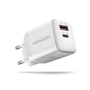 AXAGON ACU-PQ30W, Sil nabíječka do sítě 30W, 2x port (USB-A + USB-C), PD3.0/PPS/QC4+/SFC/AFC/Apple, bílá AXAGON ACU-PQ30W, Sil nabíječka do sítě 30W, 2x port (USB-A + USB-C), PD3.0/PPS/QC4+/SFC/AFC/Apple, bílá