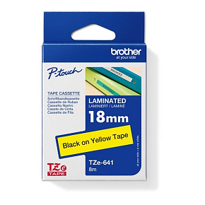 BAZAR - BROTHER TZE641 - kazeta TZ šířky 18mm, laminovaná TZE-641, žlutá/černé písmo - Poškozený obal (Komplet)