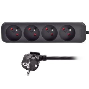 Solight prodlužovací přívod, 4 zásuvky, černý, 3m Solight prodlužovací přívod, 4 zásuvky, černý, 3m