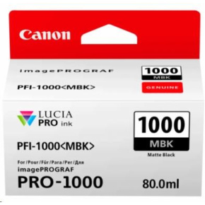 Canon CARTRIDGE PFI-1000MBK matná černá pro ImagePROGRAF PRO-1000 (1 600 str.) Canon CARTRIDGE PFI-1000MBK matná černá pro ImagePROGRAF PRO-1000 (1 600 str.)