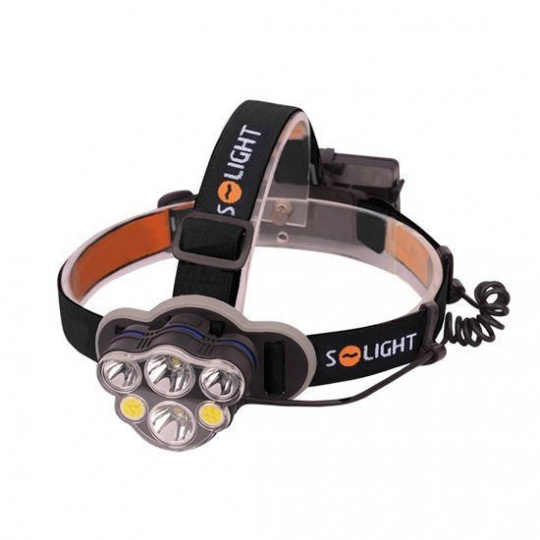 Solight LED čelová nabíjecí svítilna, 550lm, Li-Ion, USB