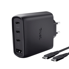 TRUST GaN Nabíječka MAXO 65W, 3xUSB-C,1xUSB-A, černá
