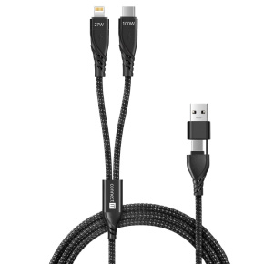 CONNECT IT Nabíjecí kabel Wirez 4v1, USB-C/USB, Lightning/USB-C, 1.25m, černá CONNECT IT Nabíjecí kabel Wirez 4v1, USB-C/USB, Lightning/USB-C, 1.25m, černá
