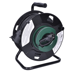 Solight prodlužovací přívod na bubnu, 1 zásuvka, venkovní, 50m gumový kabel, 3x 1,5mm2, IP44 Solight prodlužovací přívod na bubnu, 1 zásuvka, venkovní, 50m gumový kabel, 3x 1,5mm2, IP44