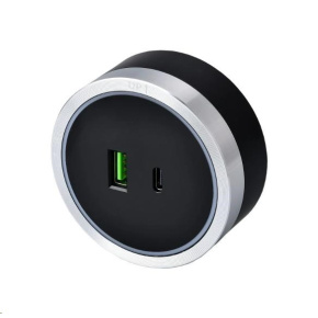 Viking zásuvkový modul A60, 1x USB-A, 1x USB-C, PD, stříbrno-černá Viking zásuvkový modul A60, 1x USB-A, 1x USB-C, PD, stříbrno-černá