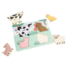 Dřevěné dotykové vkládací puzzle pro děti - Farma Dřevěné dotykové vkládací puzzle pro děti - Farma