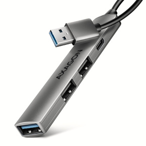 AXAGON HUE-STA, 4x USB ALU STRIP hub, 1x USB-A 5Gbps, 2x USB-A & 1x USB-C 480Mbps, kabel USB-A 12cm AXAGON HUE-STA, 4x USB ALU STRIP hub, 1x USB-A 5Gbps, 2x USB-A & 1x USB-C 480Mbps, kabel USB-A 12cm