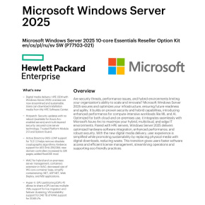 HPE Windows Server 2025 10-core Essentials Reseller Option Kit CZ (25/50user/dev en/ru/po) OEM HPE Windows Server 2025 10-core Essentials Reseller Option Kit CZ (25/50user/dev en/ru/po) OEM