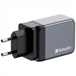 VERBATIM GaN Nabíječka do sítě GNC-65, 65W, 2x USB-C, 1x USB VERBATIM GaN Nabíječka do sítě GNC-65, 65W, 2x USB-C, 1x USB