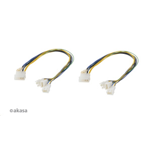 AKASA kabel  redukce pro ventilátory 1x 4pin PWM na 3x 4pin PWM, 2ks v balení