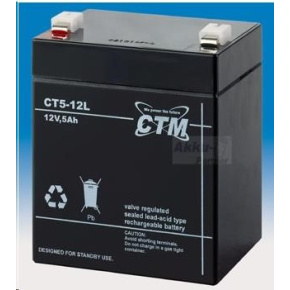 Baterie - CTM CT 12-5L (12V/5Ah - Faston 250), životnost 5let