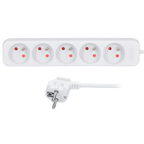 Solight prodlužovací přívod, 5 zásuvek, bílý, 1,5m Solight prodlužovací přívod, 5 zásuvek, bílý, 1,5m