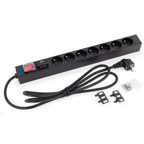 TRITON 19" rozvodný panel 1U; 7 x zásuvka podle ČSN, max. 16 A; kabel 3 x 1,5 mm, 2 m + zástrčka univerzál CZ-DE max.16A TRITON 19" rozvodný panel 1U; 7 x zásuvka podle ČSN, max. 16 A; kabel 3 x 1,5 mm, 2 m + zástrčka univerzál CZ-DE max.16A