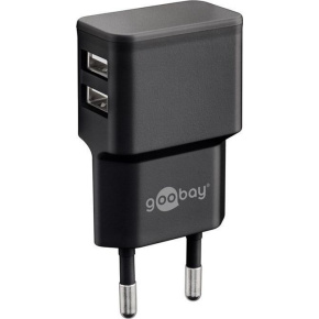 goobay Napájecí a nabíjecí adaptér 230V na 2x USB, max.2,4A, černý goobay Napájecí a nabíjecí adaptér 230V na 2x USB, max.2,4A, černý